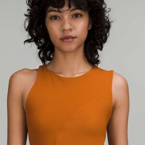 Lululemon Ribbed Asymmetrical Yoga Tank Top, Size 6, Butternut Brown